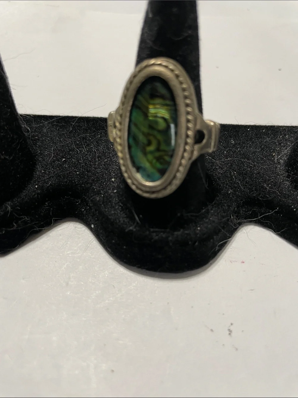 Ring-Abalone Oval Sterling-Style Ring in Green